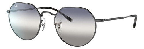 Óculos de sol Ray-Ban Jack Standard armação de metal cor polished gunmetal, lente blue/grey de cristal degradada, haste polished gunmetal de metal - RB3565