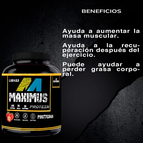 Proteína Maximus Protein 2 Kg 57 Servicios / Sabores Fresa