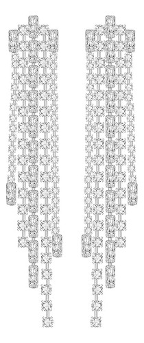 Collar Aretes Colgantes De Plata Con Diamantes De Imitaci N
