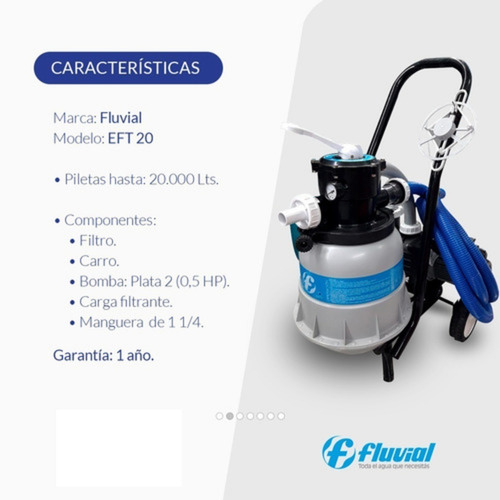 Imagen 6 de 10 de Equipo Filtrante Portatil Fluvial Eft20 Para Pileta 20000lts