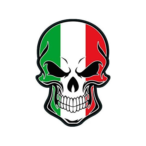 Calcomanía De Vinilo Calavera De Bandera Italiana  Cal...