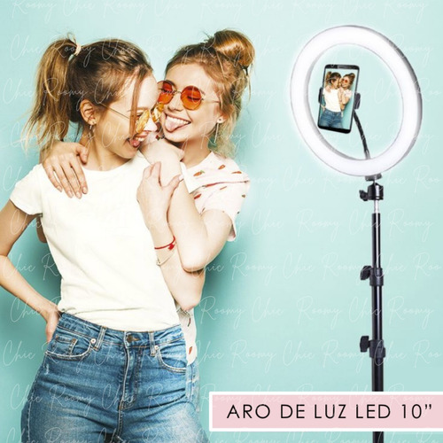 Aro Led 26 Cm Soporte Celular Tripie 2.10 Mt Video Foto Uñas