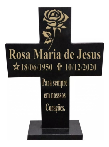 Lápide Cruz De Granito 30x40cm + Base P / Túmulo Cemitério