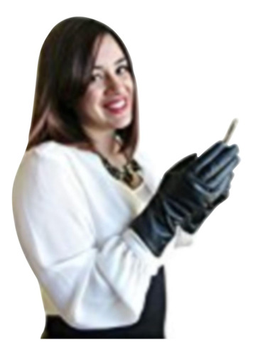 Fownes Guantes De Cuero Metisse Para Mujer Con Forro Negro