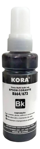 Kit 4x Refil Tinta Compatível T664 Ecotank Preto C/ 4un