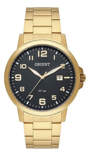 Relógio Orient Masculino Dourado Original Casual Mgss1192 Cor do fundo Azul