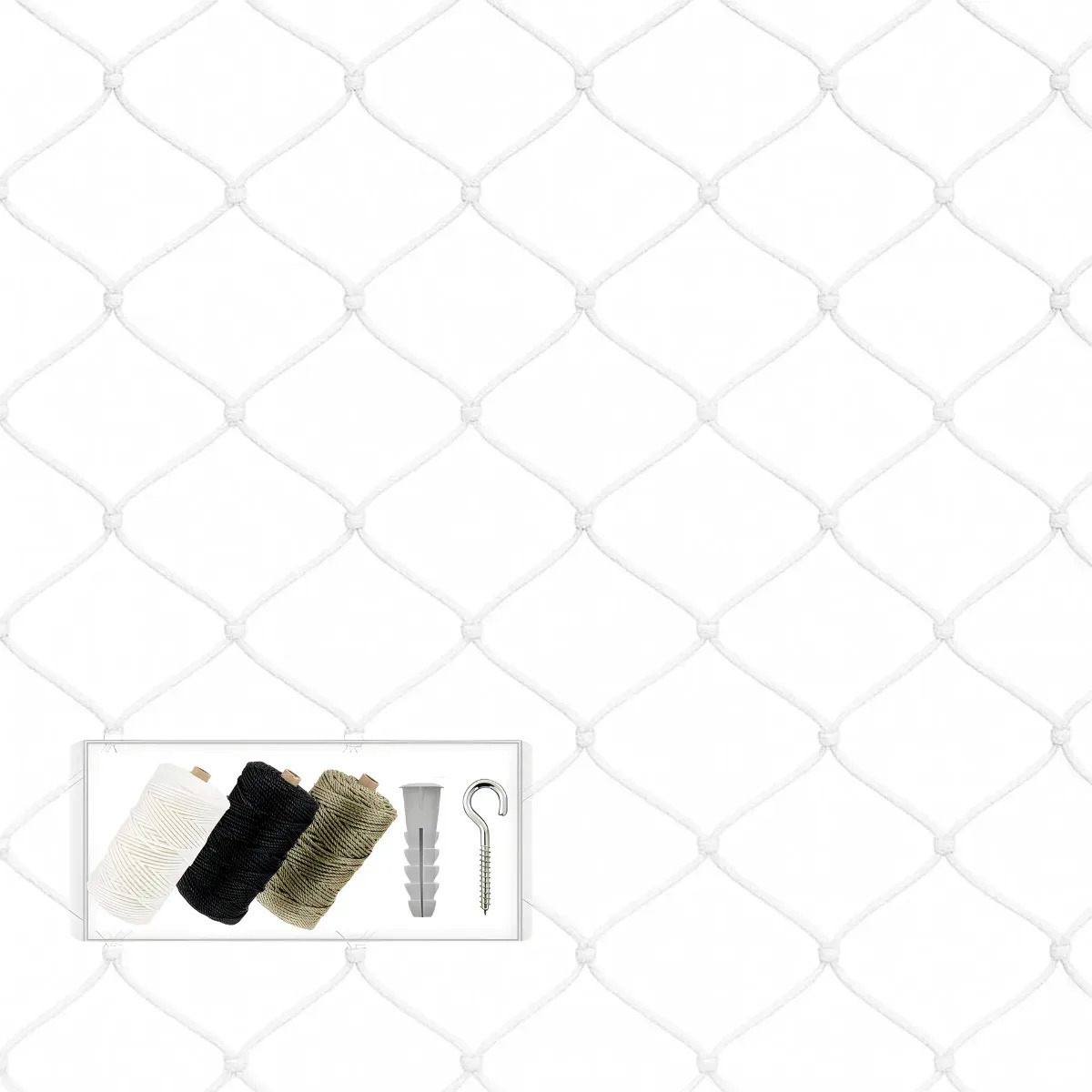 Kit 1,20x1,30 Completo Rede Tela De Proteção Para Janelas Cor Branca