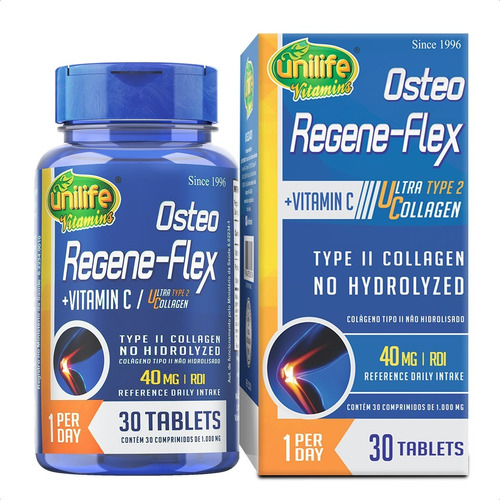 Osteo Regene - Flex +vita. C + Colageno Tipo 2, 30un Unilife