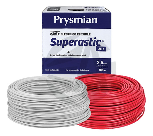 Cable Unipolar Prysmian 2.5mm X2 Pack Blanco+rojo X100mts Ea