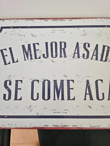 Cuadro De Chapa Vintage El Mejor Asado De Comedor Acá (Usado)