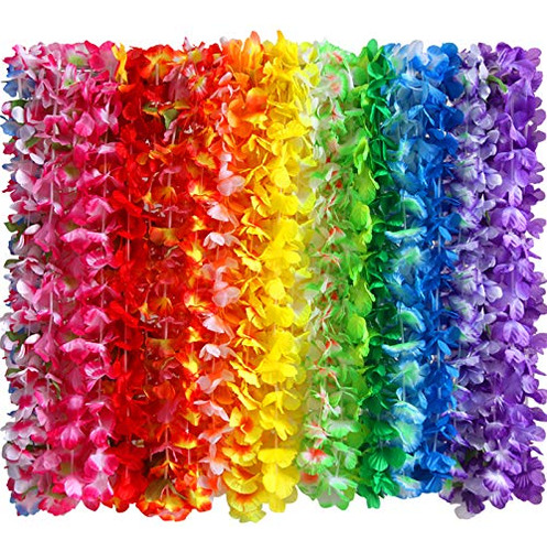 36 Cuentas Collar De Leis Hawaianos Tropical Luau Hawaii Flo