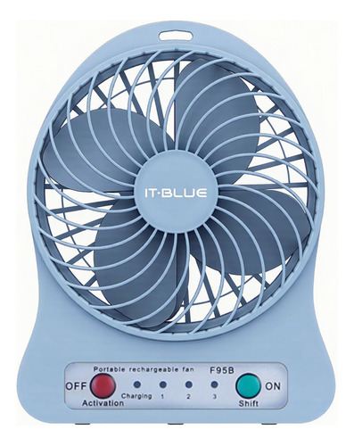 Mini Ventilador Recargable | Uso En Escritorio, Oficina 22.86 Cm Azul Claro Plástico 4