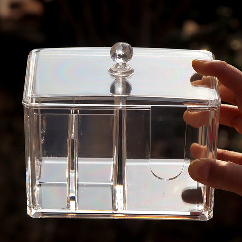 Pads Organizer Box Cotton Container Powder 4-grid Cosmetic