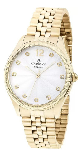 Relógio Feminino Champion Dourado Com Pedras Lançamento +