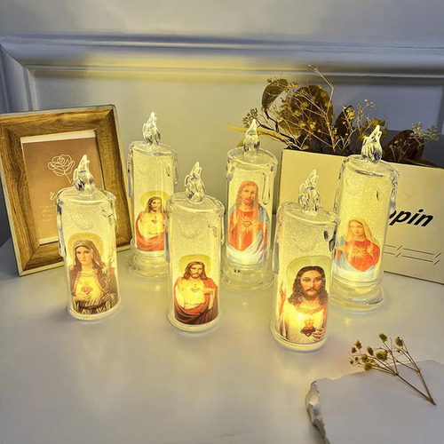Vela Led Llama Decoracion Religiosa Jesus Santo Devocion