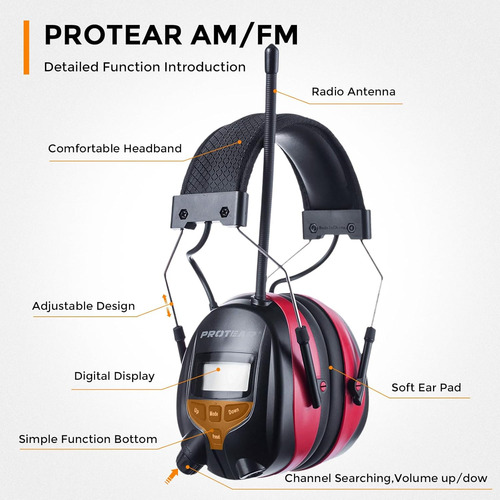 Auriculares Am/fm Bluetooth Radio 25db Nrr,reducción De R...
