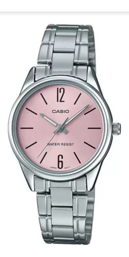 Reloj Casio Ltp V005d 4budf Plateado Rosa Mujer Chica 