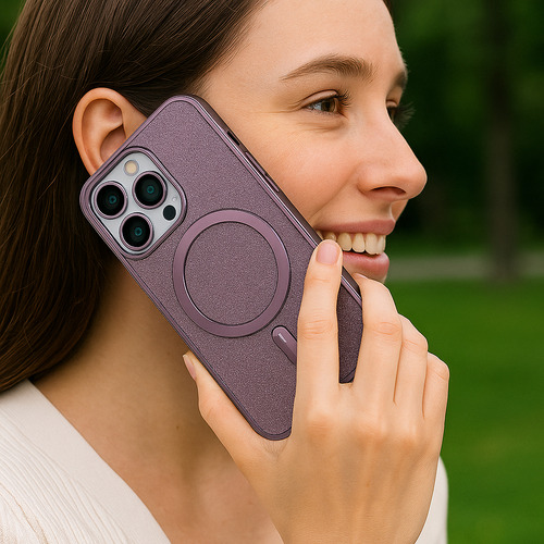 Funda Case Magsafe Correa + 2 Micas Privacidad Para Iphone Violeta Oscuro Iphone 13 Pro
