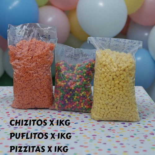 Combo Snack Cumpleaños Chizitos, Puflitos Y Pizzitas
