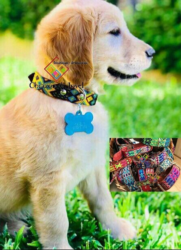 6 Collares Para Mascotas/perros Artesanal De Piel Bordados