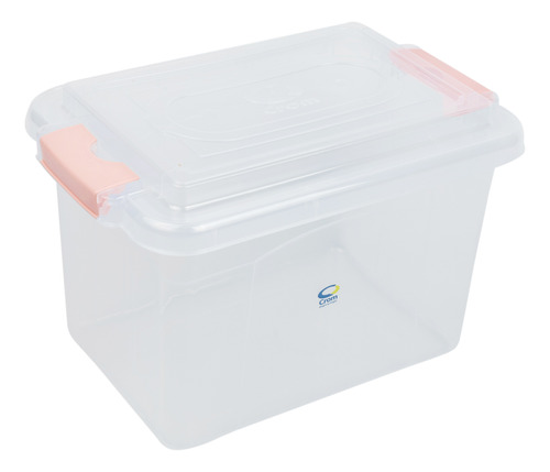 Caja Mediana 9.5l Hermetica Con Traba Rosa Crom