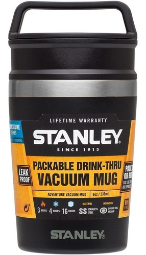 Vaso térmico Stanley Adventure Shortstack Travel color negro 236mL