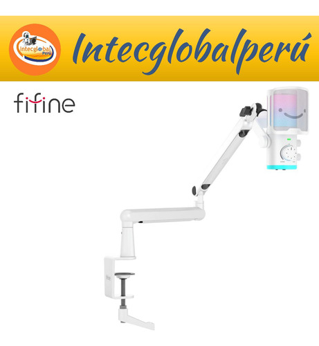 Micrófono Fifine Ampligame Tam6 Rgb Usb (incluye Brazo) Whit