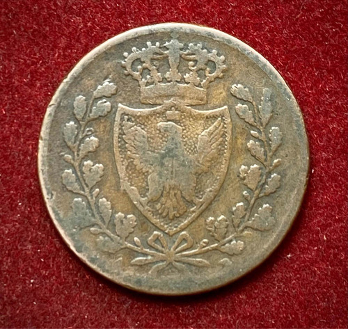 Moneda 5 Centésimos Cerdeña 1826 Km 127 Carlos Félix