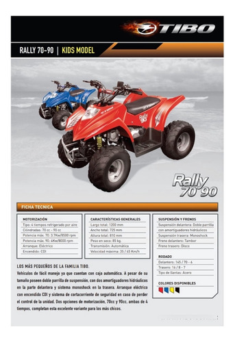 Cuatriciclo Tibo 90 Rally Nuevo Sin Uso
