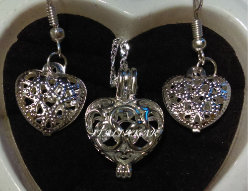 Perla Cultivada En Ostra Real+collar Doble Plata+aretes Dije