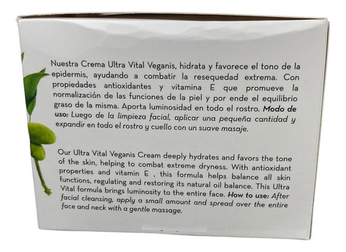 Veganis Crema Facial Ultra Vital 50 Ml Piel Todo Todo Tipo De Piel
