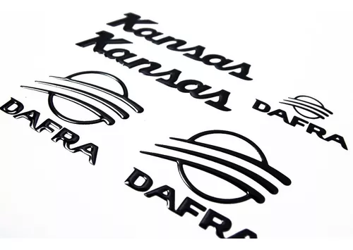 Kit Emblema Adesivo Resinado Dafra Kansas Custon Preto