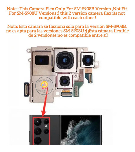 Câmera Traseira Flexível Para Samsung S22 Ultra 5g Sm-s908b