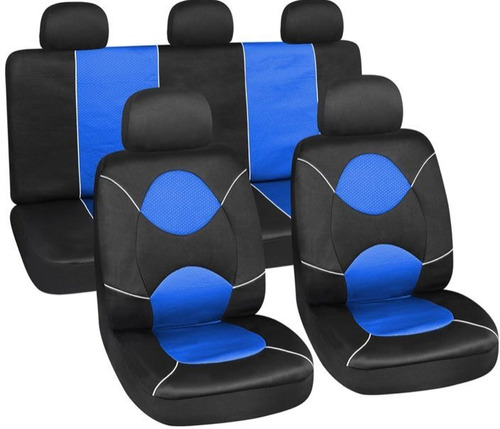 Cubre Asientos Fundas Tela Azul Con Negro Hyundai Santa Fe