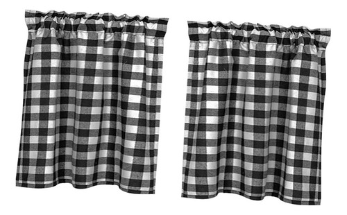 Cortinas De Cocina A Cuadros 74x61cm 2 Panle