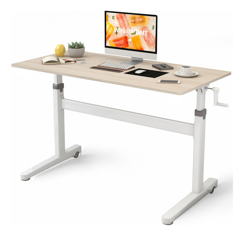 Mesa de pé pesada ajustável em altura, cor de mesa Maple