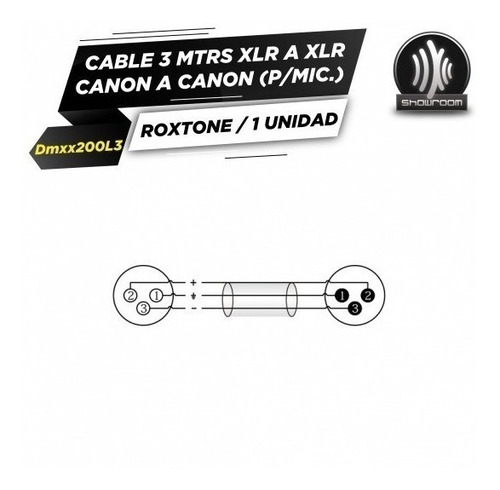 Imagen 4 de 7 de Cable Canon Xlr Para Microfono - 3 Metros Roxtone Dmxx200l3