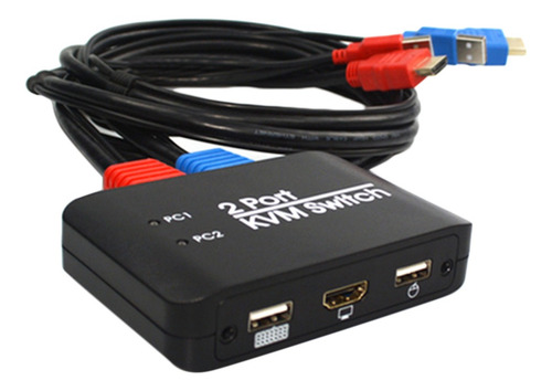 Imagen 3 de 8 de Hdmi Usb Kvm Switch Video 2 Puertos Para Monitor