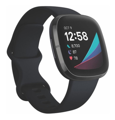 Smartwatch Fitbit Sense 1.59" caja de  aluminio anodizado  graphite stainless steel, malla  carbon de  elastómero y aluminio anodizado FB512