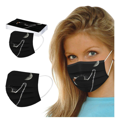 Mascarilla 50pcs Mascarilla Desechable Con Estampado De Gato