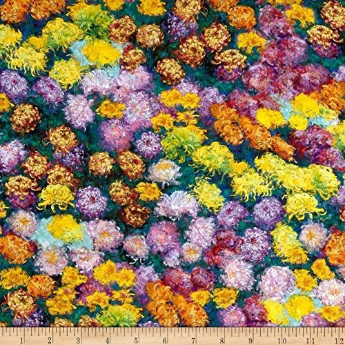 Kaufman Monet Imprime Las Flores De Tela Jardin Digital...