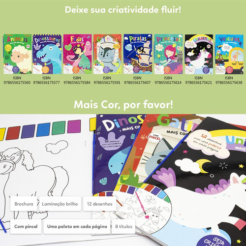 Mais Cor, Por Favor! Dinossauros: Mais Cor, Por Favor!, De Mammoth World., Vol. 1. Editorial Brasileitura, Capa Mole, Edição 1 Em Português, 2024