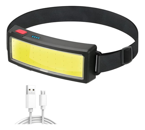 Linterna Frontal Recargable De 2000 Lúmenes De Haz Ancho Led
