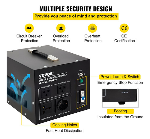 Transformador Conversor Variable 5000w Volt 240 A 110v