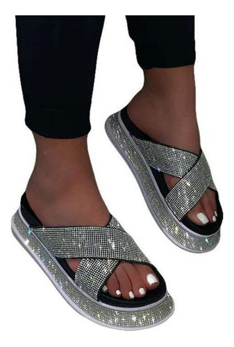 Sandalias De Plataforma Con Diamantes Para Mujer