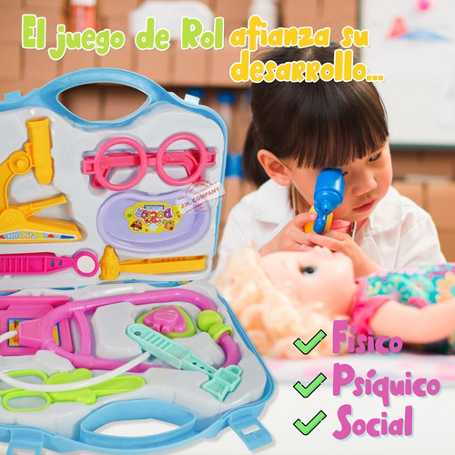 Imagen 6 de 7 de Kit Maletin Enfermera Juguete De Rol Medico Doctor Xf7769