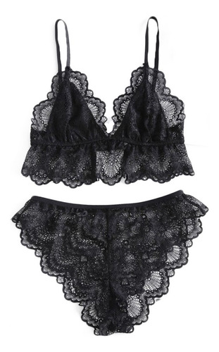 Conjunto De Calzoncillos De Lencería De Encaje Con Sujetador
