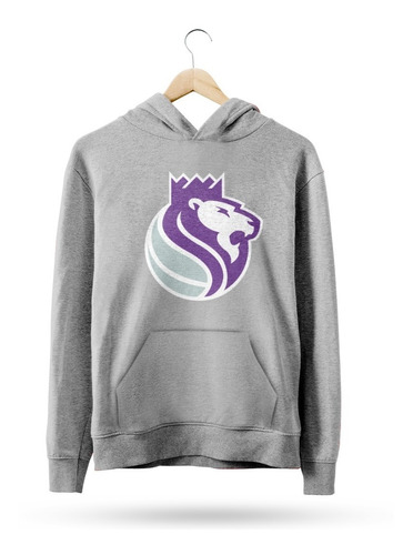  Buzo Canguro Nba Sacramento Kings Logo Alternativo Gris