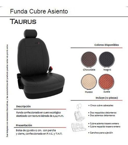 Funda Cubre Asiento Cuero Ecológico Taurus Fiat Cronos