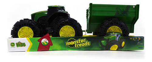 John Deere Monster - Tractor Con Vagon De Luces Y Sonidos Color Verde